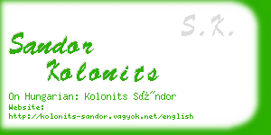 sandor kolonits business card